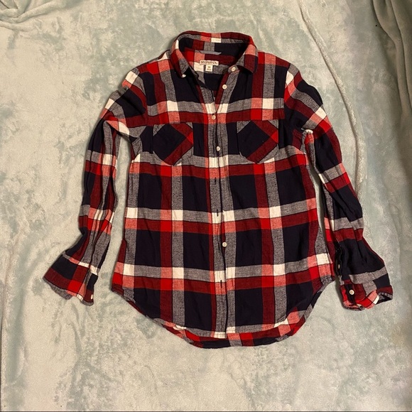 Red white and blue plaid flannel - Picture 1 of 2